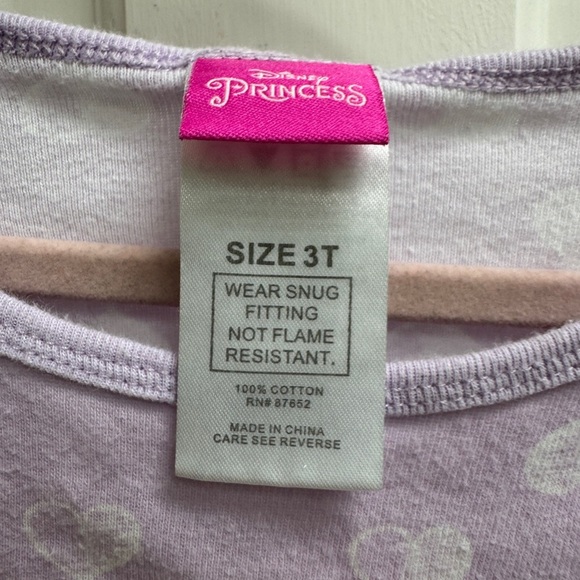Disney 3T Girls Princess Belle Rapunzel Jasmine Purple Short Sleeve Pajama Top - Picture 4 of 7